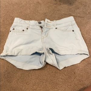 Light denim jean shorts